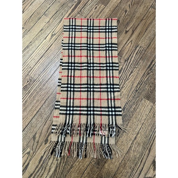 VINTAGE Burberrys of London Pure Cashmere Nova Check Fringe Scarf CLASSIC - Picture 3 of 9